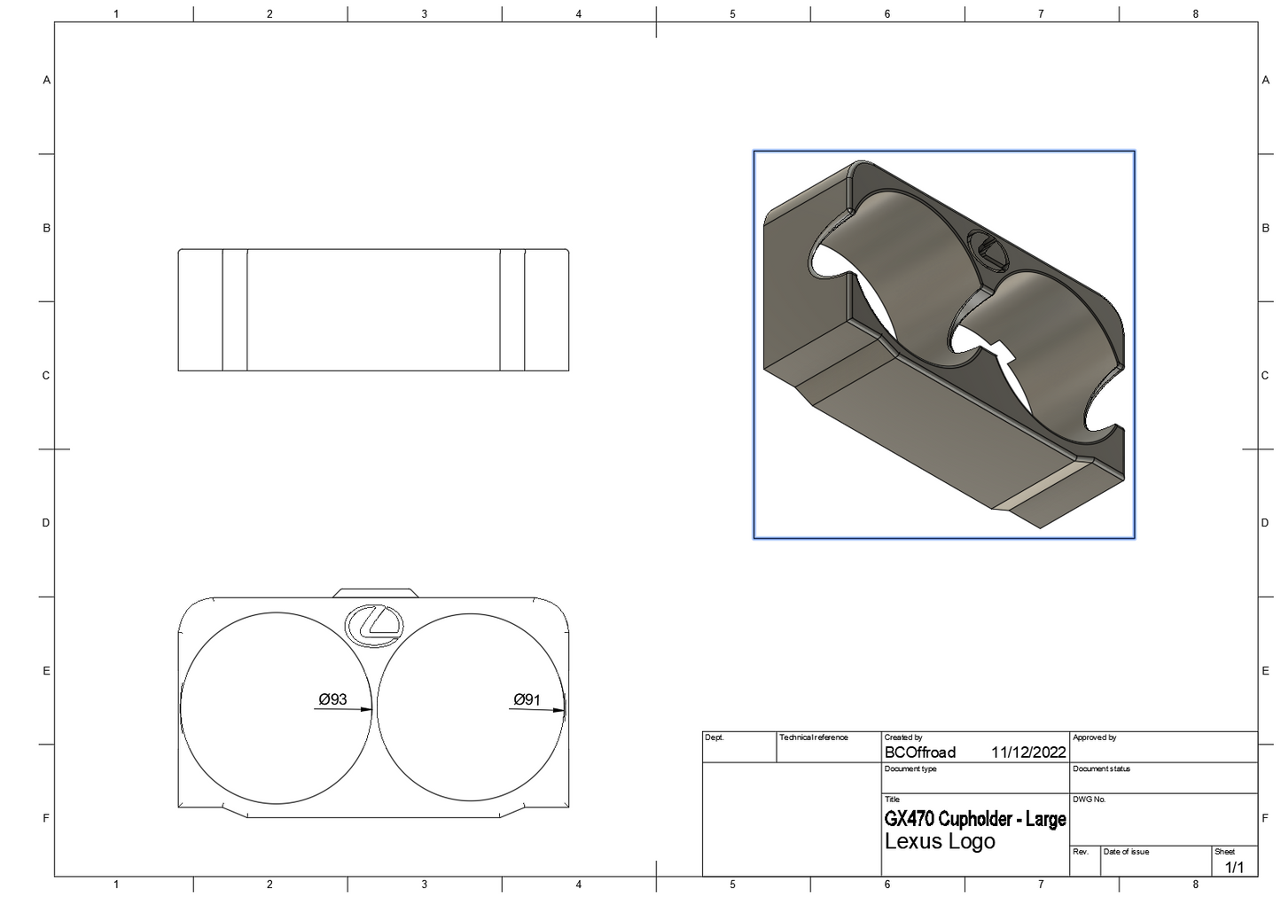 Lexus GX470 Cup Holder - Lexus Logo